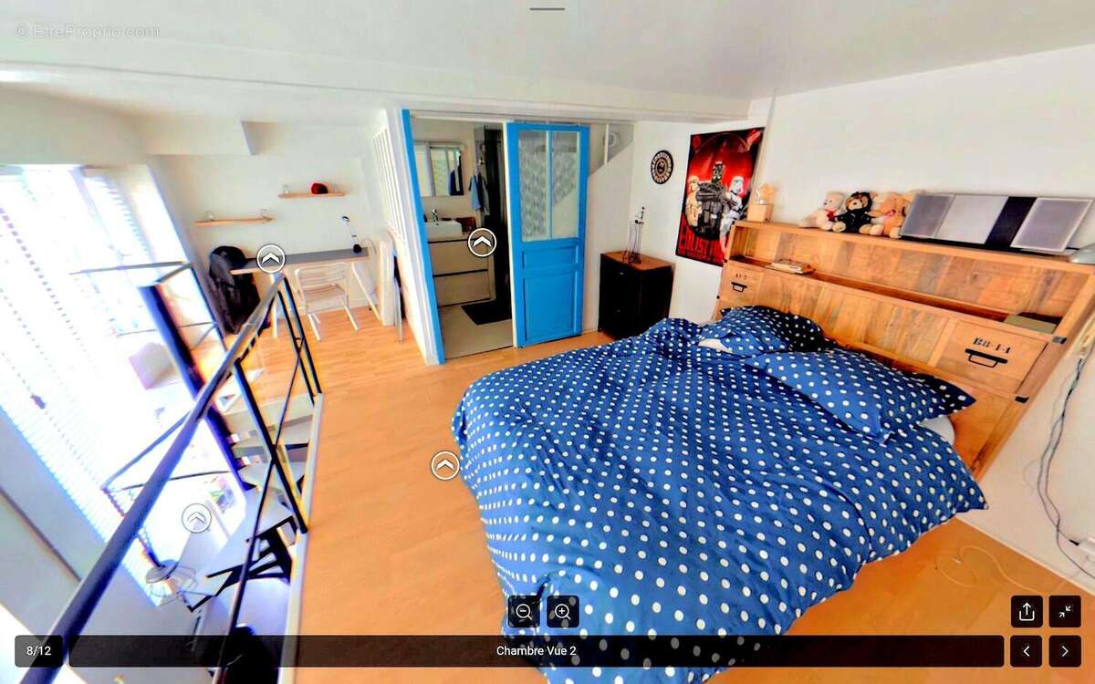 Vue générale 2èm étages  Espace Bureau Chambre et salle D&#039;eau - Appartement à PARIS-20E