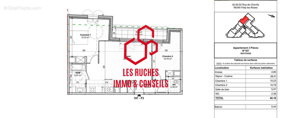 Appartement à L&#039;HAY-LES-ROSES